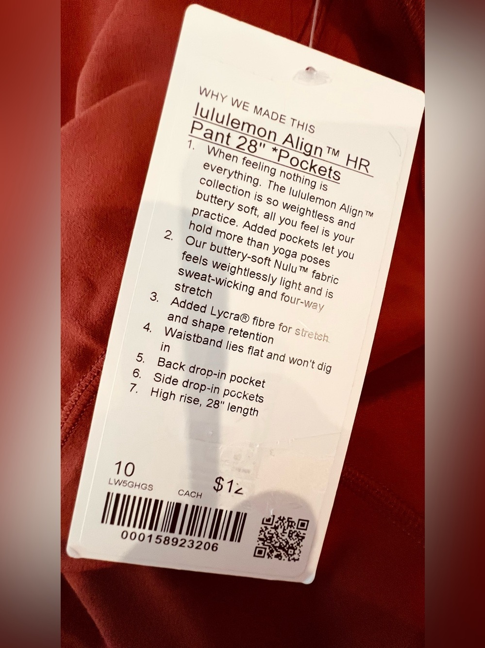 🤎❤️ Lululemon Align™ High-Rise Pant 28” with Pockets Cranberry Charm – SZ 10 NWT - Picture 9 of 9